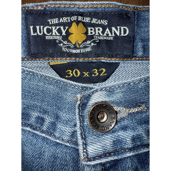 Lucky Brand 181 Relaxed Straight Jeans Men’s 30x31.5 Blue Medium Wash Distressed - Picture 4 of 9